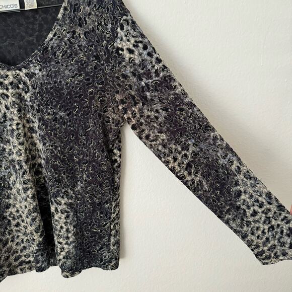Vintage Y2K Chicos Womens Cheetah Print Blouse Longsleeve V-Neck Size Medium - Picture 8 of 13